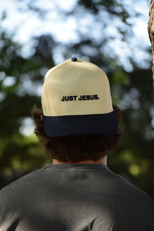 JUST JESUS. Navy/Off White Hat
