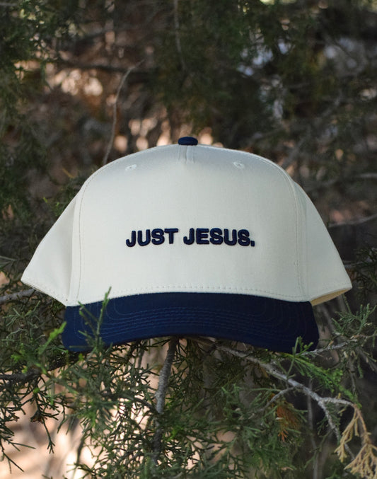 JUST JESUS. Navy/Off White Hat
