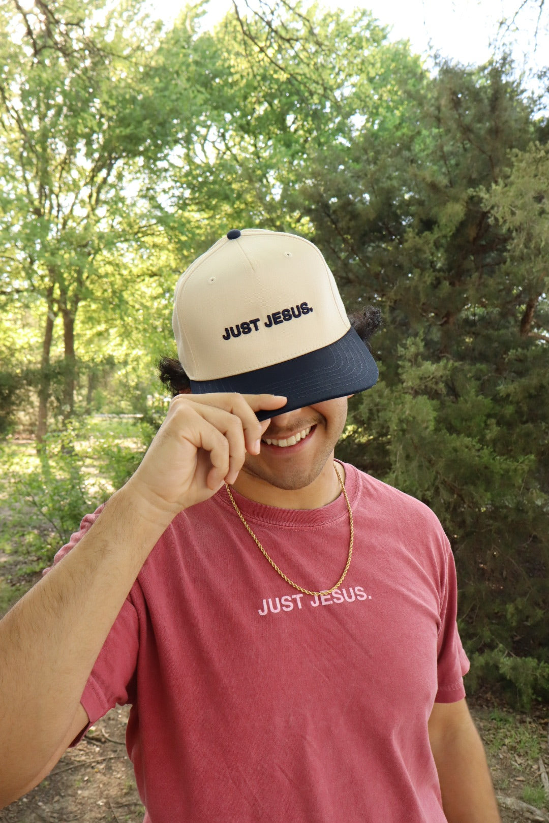 JUST JESUS. Navy/Off White Hat